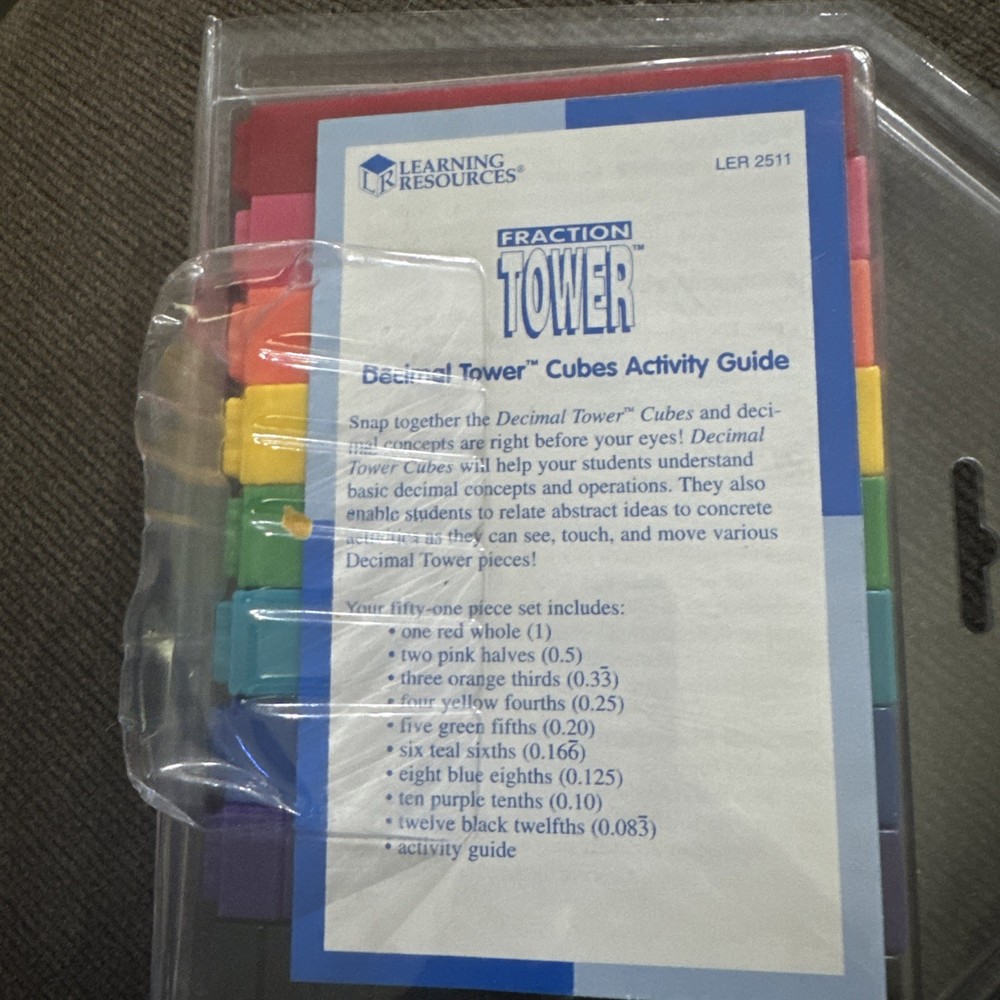ETA Learning Resources Set 51 Decimal cubes W/ Activity Guide FRACTION TOWER