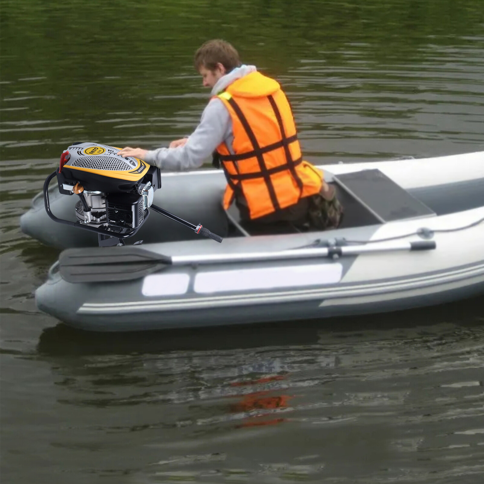 4-Stroke 9 HP Outboard Motor Gas powered Boat Engine With Air Cooling Heavy Duty