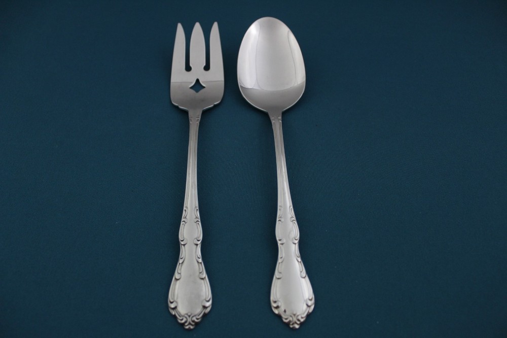 Oneida WHITTIER Serving (2pc Set) Tablespoon / Meat Fork Oneidaware Stainless
