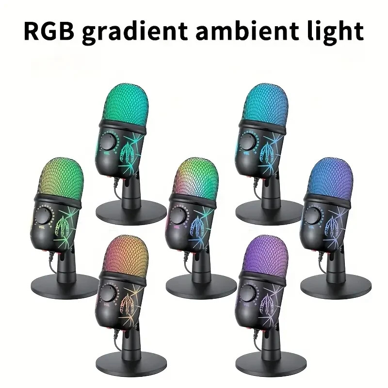 Gaming Microphone USB Computer Microphone for PC Mac PS4/5 Condenser Podcast RGB