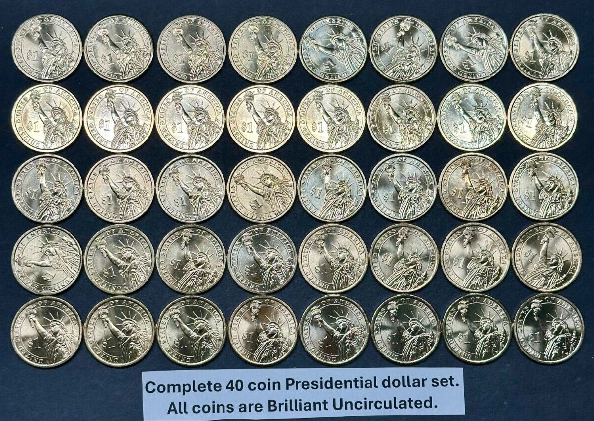 Complete Presidential Dollar Set of 40 BU Brilliant Uncirculated Coins 2007-2020