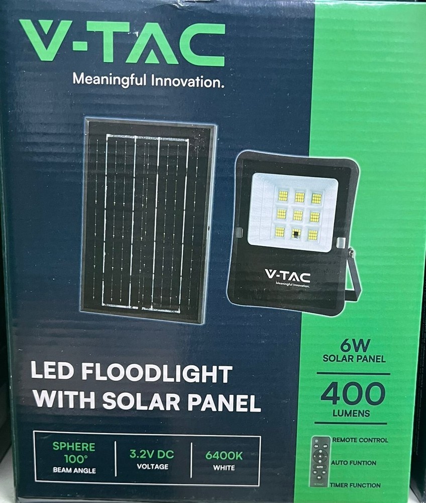 Solar LED Headlight with Panel 6W 12W 16W Twilight Sensor and Remote Control V-TAC