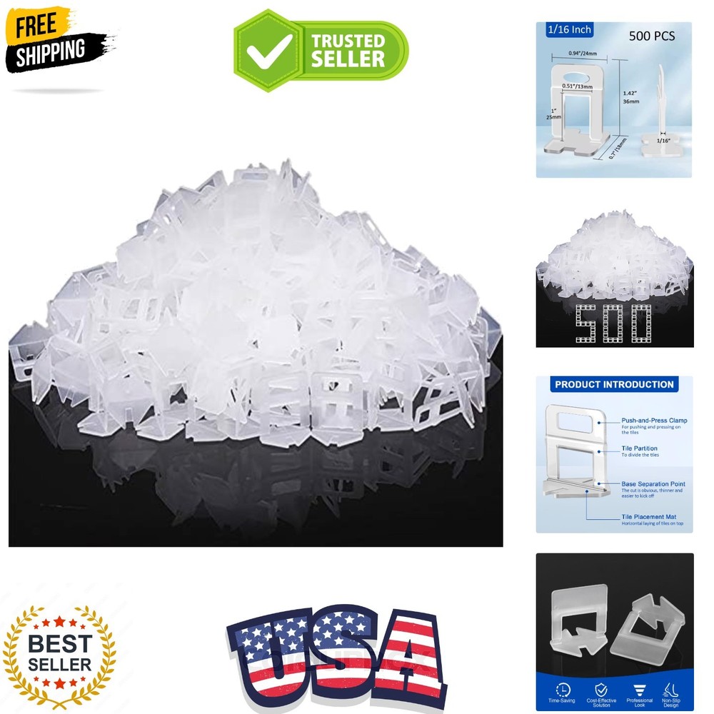 Tile Leveling System, 500-Piece 1/16" Tile Spacers Clips Tile Tools, Tile Ins...