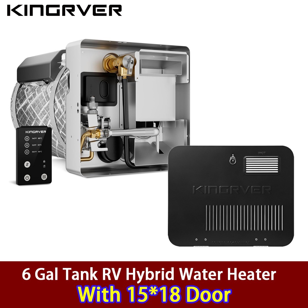 6 Gal RV Water Heater Gas & Electric Camper Water Heater With 15*18 Black Door