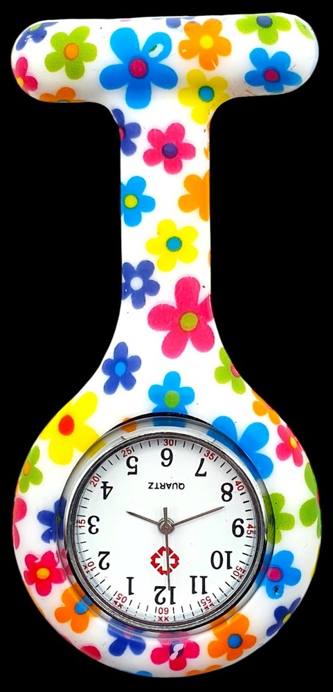 BNIP Unisex Doctor's Nurse's Quartz Movement Floral Pocket Watch