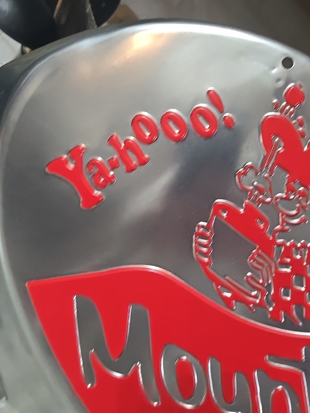 Mountain Dew Hillbilly Ya-Hoo embossed metal sign 18x19 used