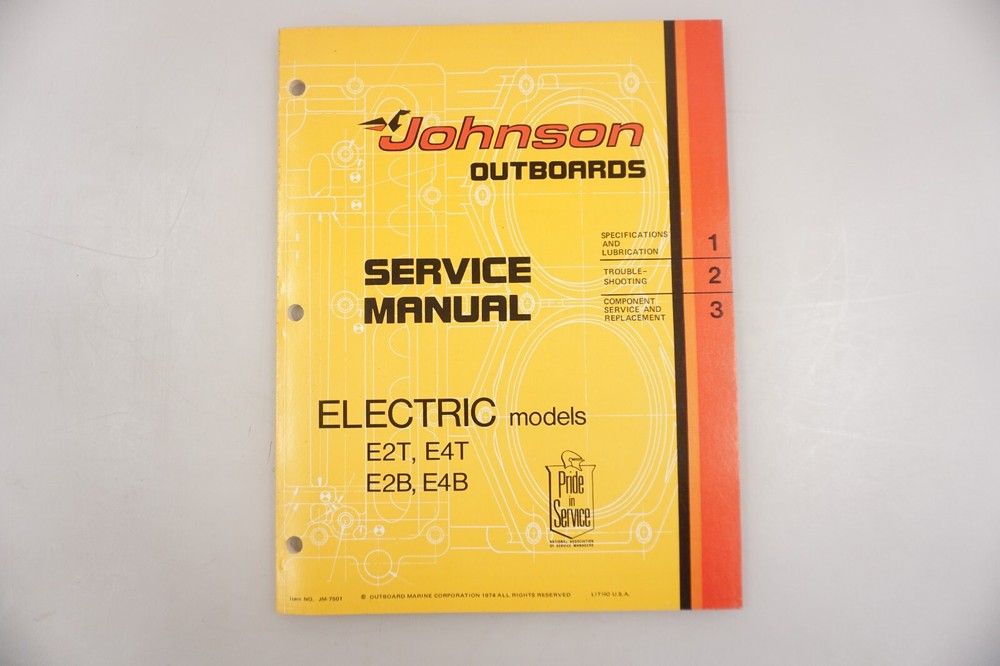 1975 Johnson Outboards Electric Models E2T E4T E2B E4B Service Manual JM-7501