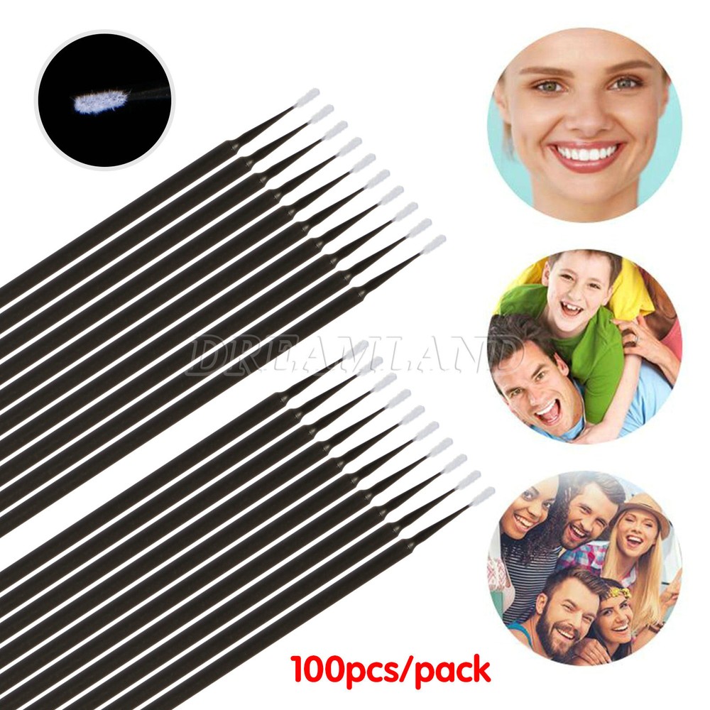 100pc Dental Micro Brush Disposable Eyelash Medium Tooth Applicators