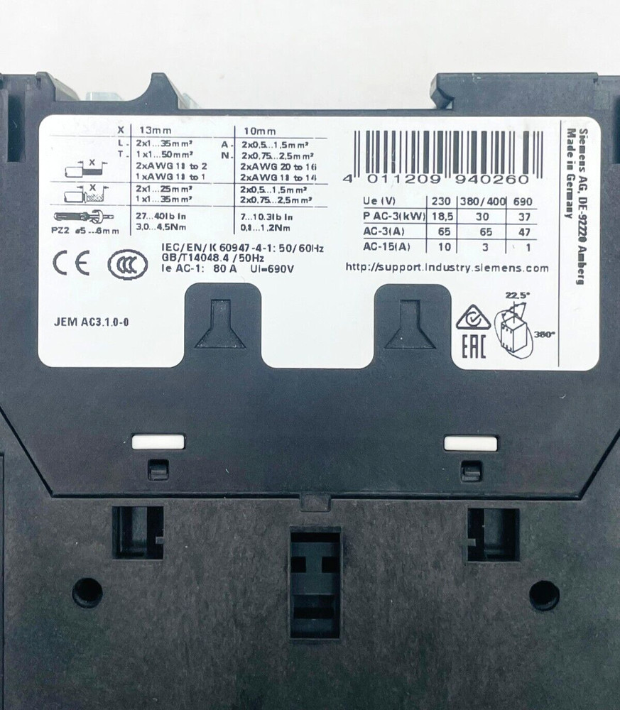 SIEMENS 3RT2037-1AF00 Contactor