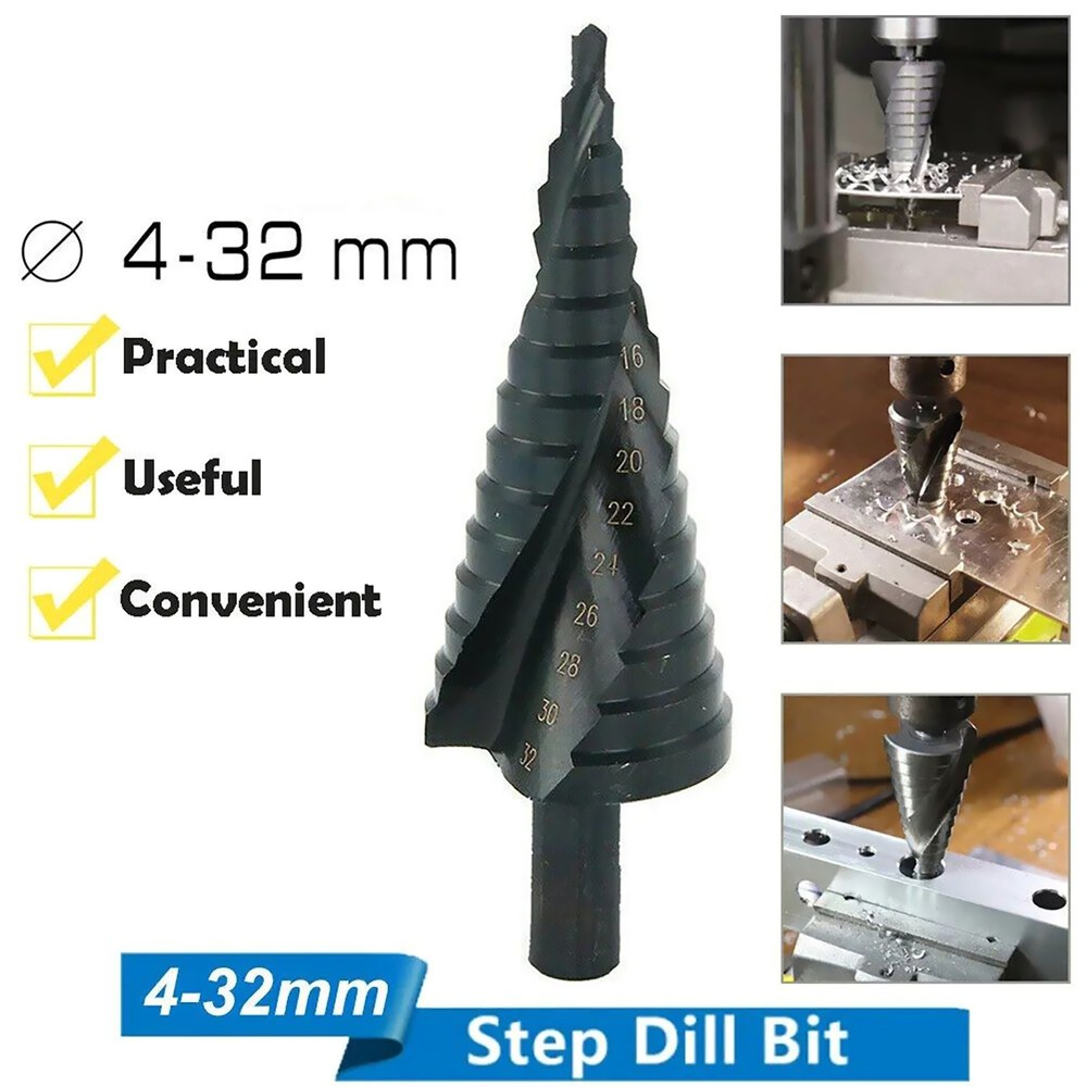3Pcs HSS Step Drill Bit Set Large Cone Titanium Bit Set 6/8/10mm Shank