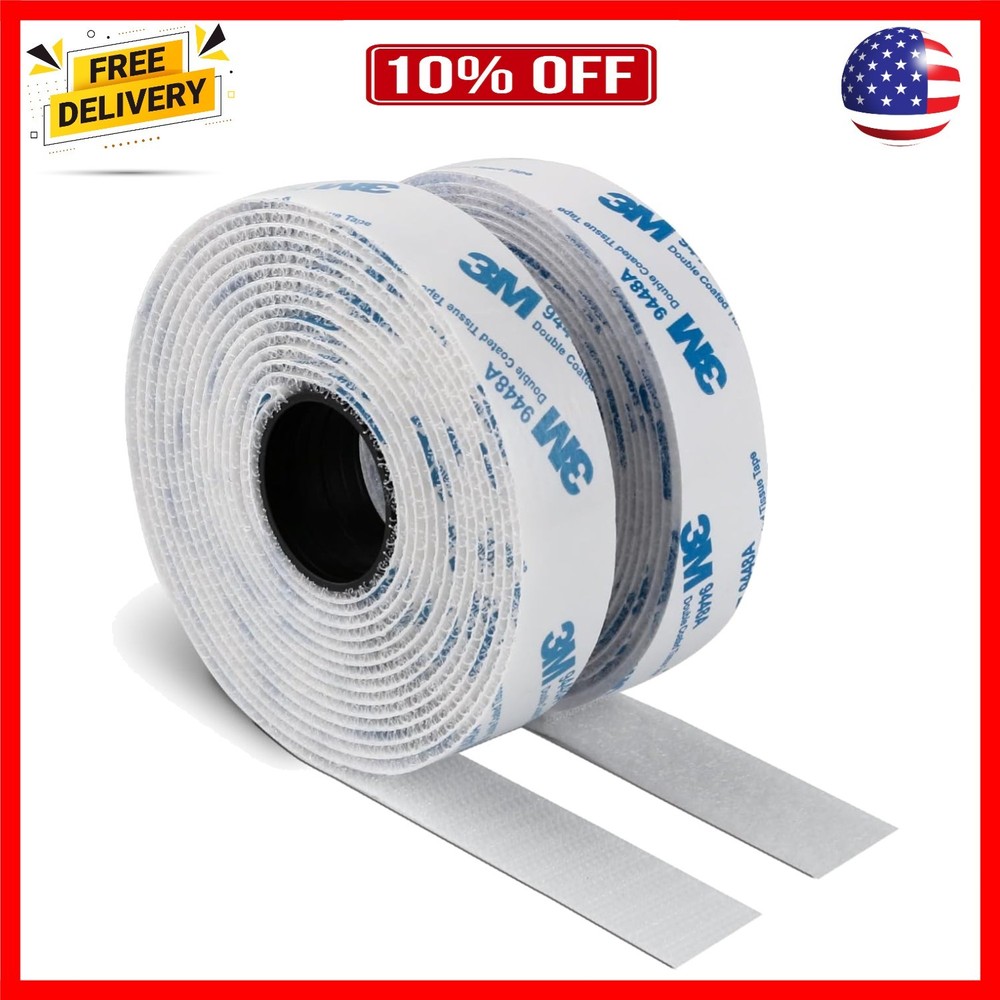 Hook and Loop Self-Adhesive Tape 3/4” x 10 Ft, Made with 3M 9448A, Interlocki...