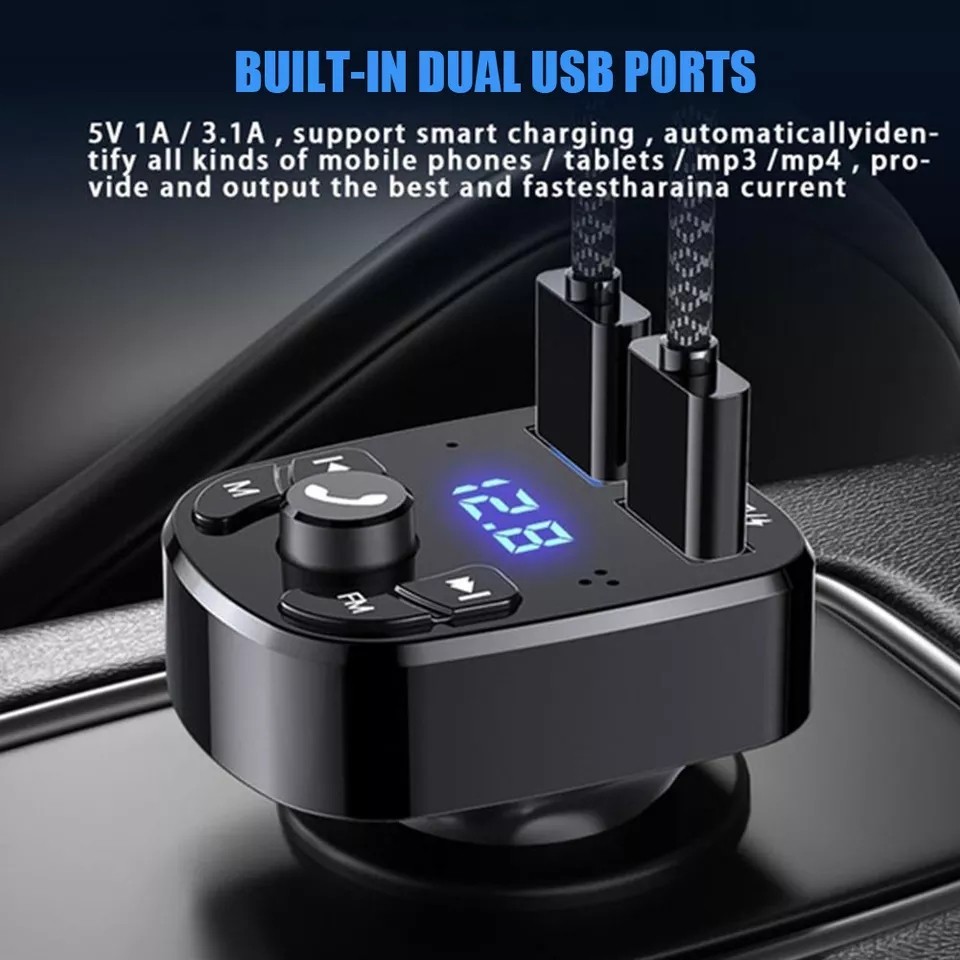 Bluetooth 5.0 Wireless Handsfree Car FM Transmitter MP3 Player 2*USB Charger lot