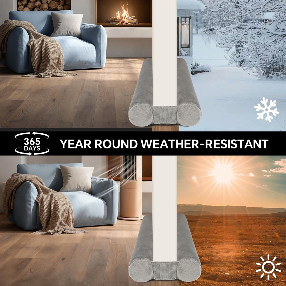 Adjustable Under Door Draft Stopper 30"-36"Double Side Block Design Windproof