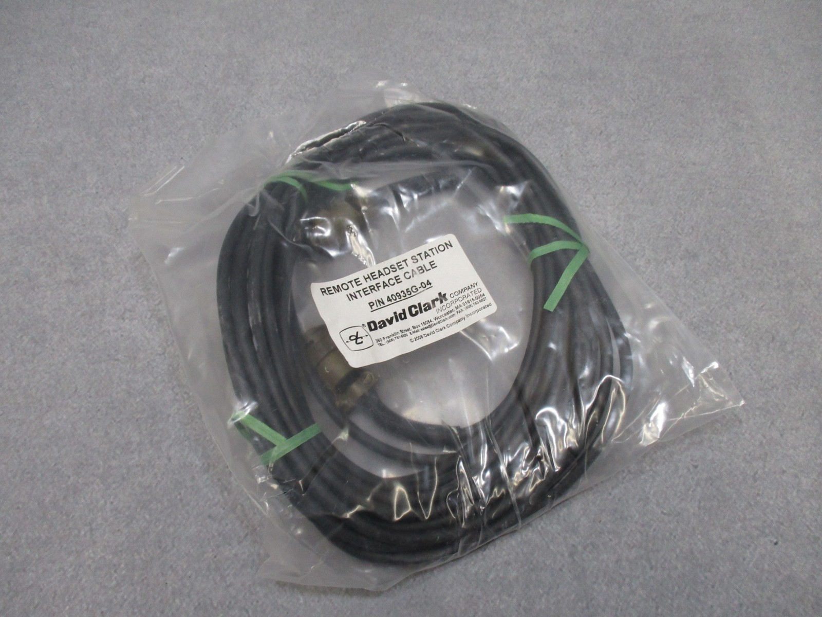 David Clark 40935G-04 Remote Headset Station Interface Cable Military Army - New