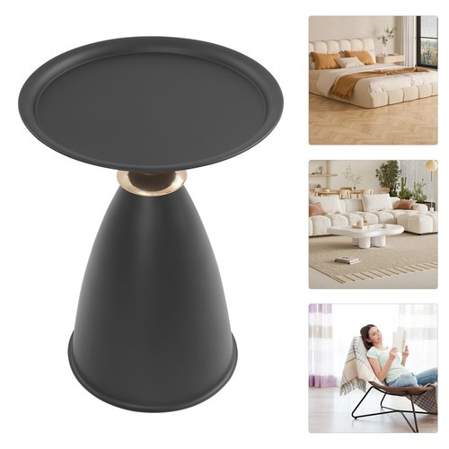 Black Small Round Side Table Side Table for Small Spaces, Modern Couch End Table