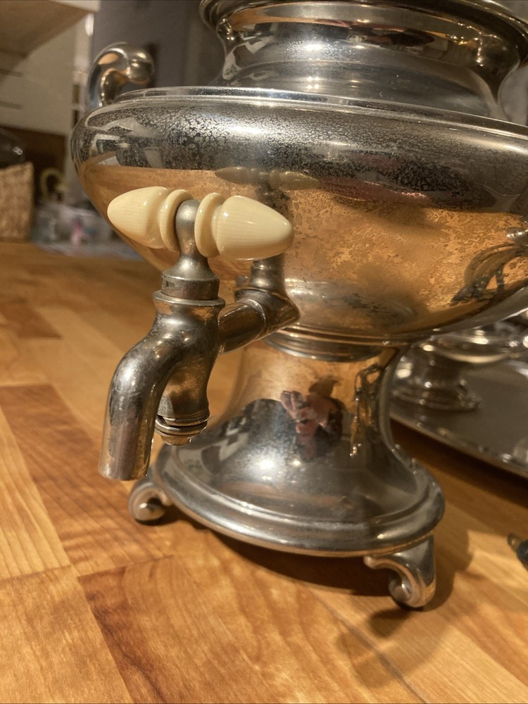 1924 Universal E9239 Coffee Percolator Set - 5pc Aladdin Urn - Mint Glass/Tray