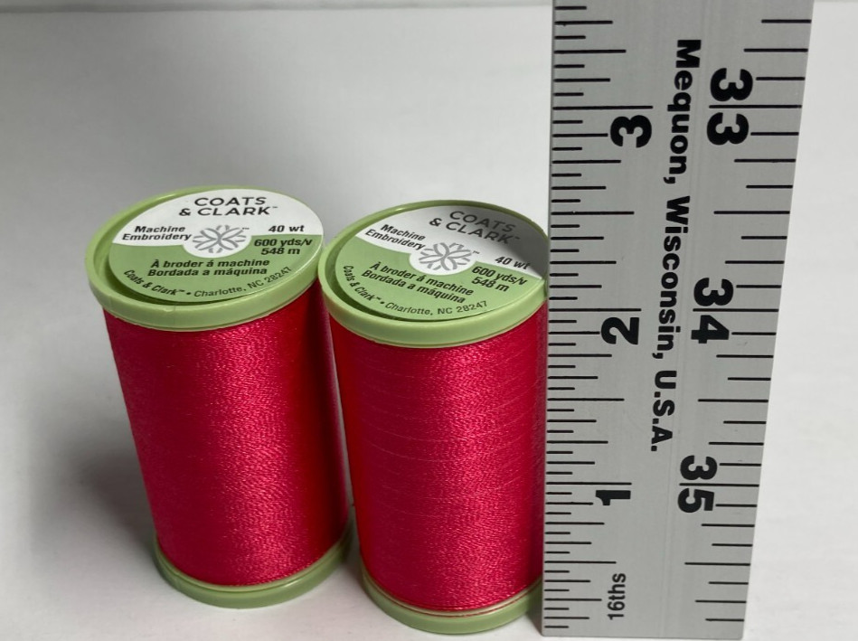Coats & Clark Thread Pink Machine Embroidery Polyester S965 600 Yds x 2 Spools