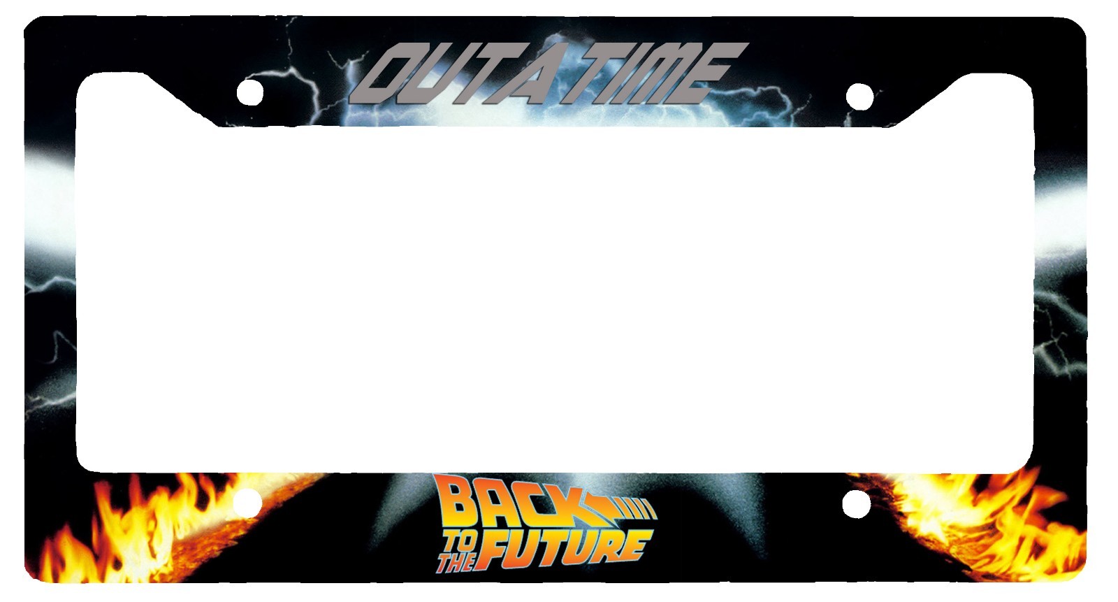 L@@K! Back to the Future License Plate Auto Tag Frame - OUTTA TIME Michael J Fox