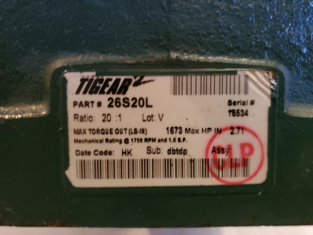 Dodge Tigear 2 Reducer Model 26S20L 20:1 Ratio