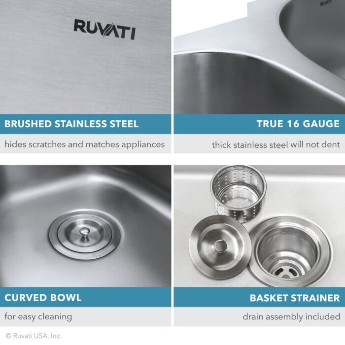 Ruvati 30-inch Undermount 16 Gauge Single Bowl Kitchen Sink- RVM4250