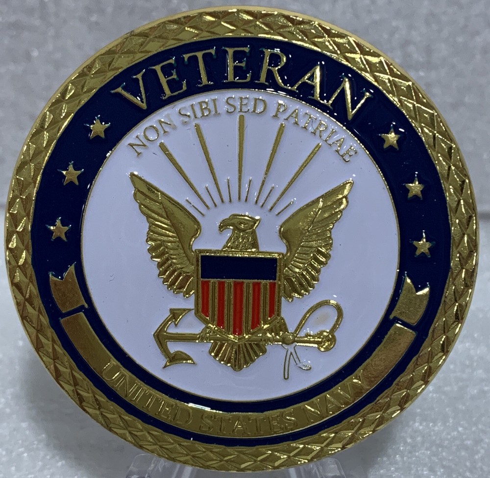 * US Navy Veteran Challenge Coin “Honor Courage And Commitment” Comes In Cap