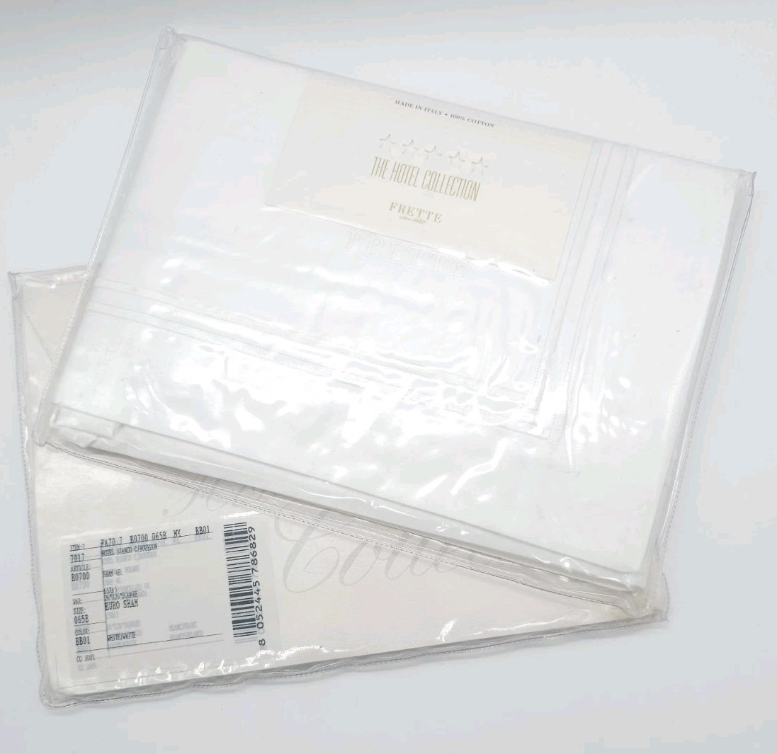 FRETTE  Hotel Bianco Bourdon Euro Sham White Set of 2 shams New GL025024