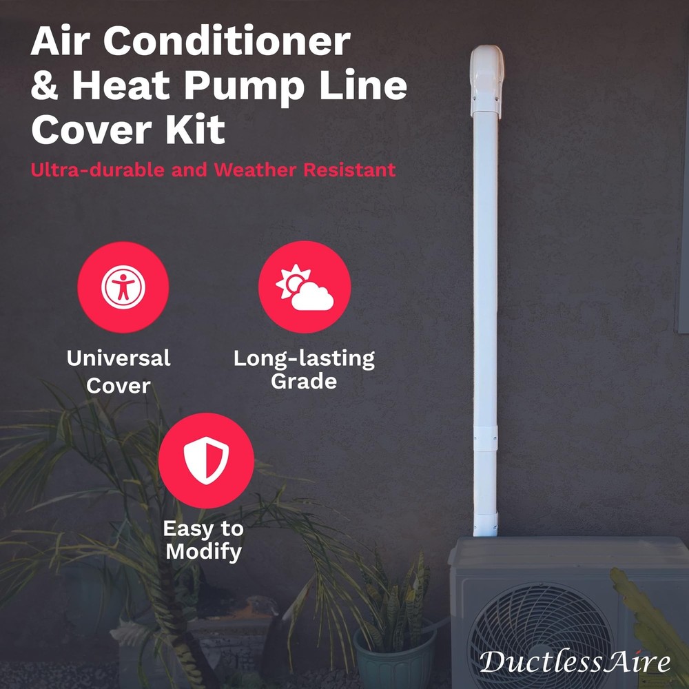 DuctlessAire - Mini Split Line Set Cover Kit - Paintable Mini Split Cover for...