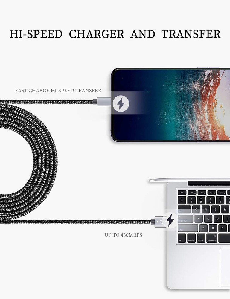 Teeind USB Type C Cable Fast Charging, Tpc001 5 Pack(6Ft 3A) Braided C...