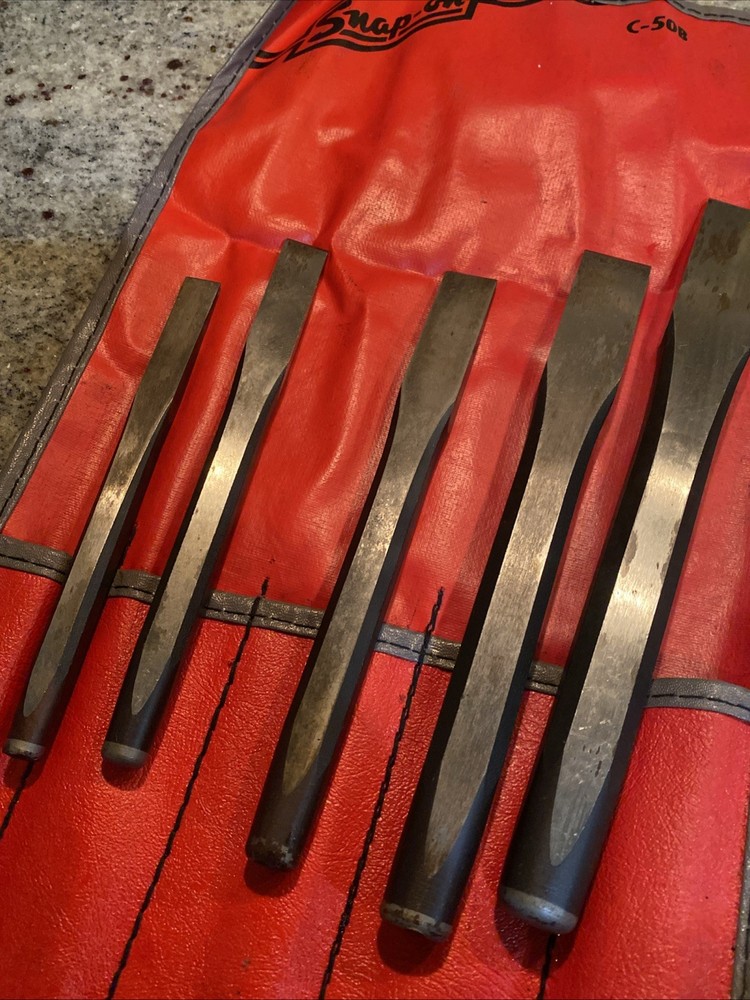Snap on Tools USA 5 Piece Flat Chisel Set w/ C-50B Kit Bag