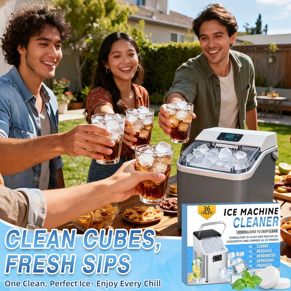 Ice Machine Cleaner Tablets Descaler 36 Pack, Countertop Ice Maker Cleaner Table