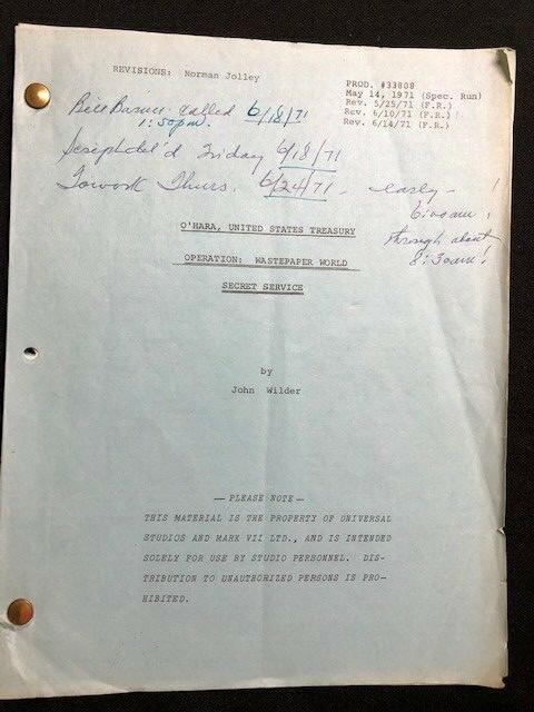 OHARA United States TREASURY TV SCRIPT
