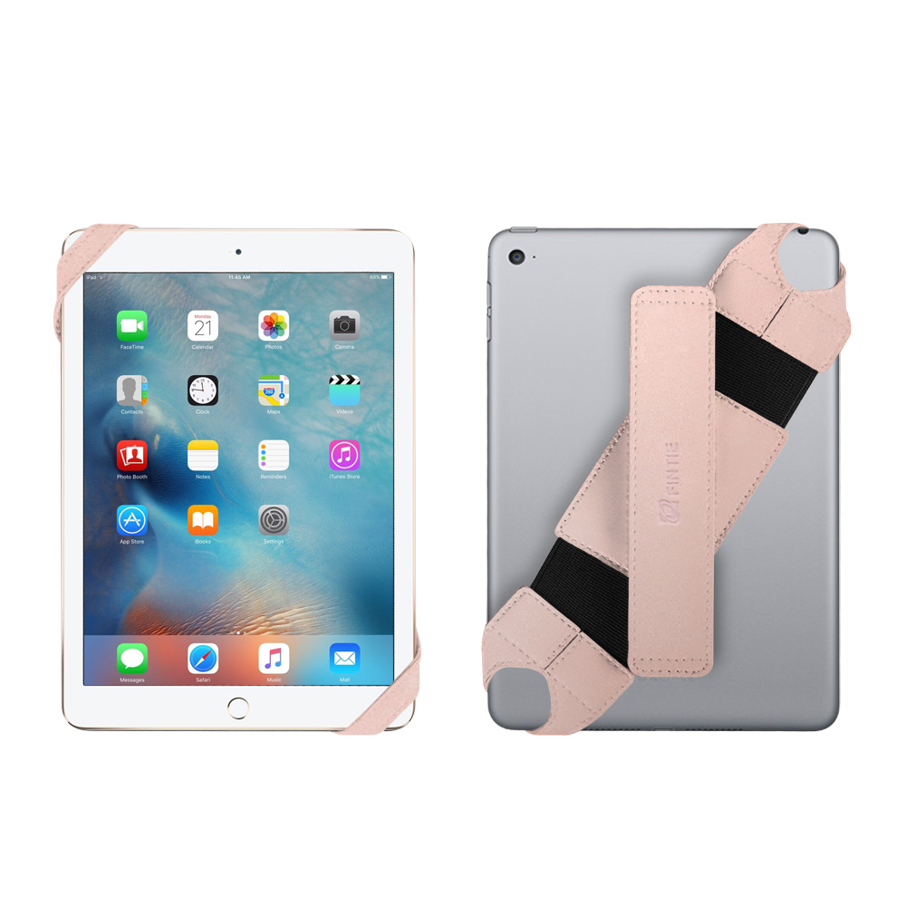 Universal Tablet Hand Strap Holder Swivel PU Leather Handle Grip w Elastic Belt