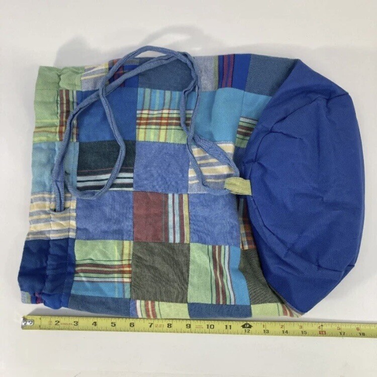 One-Way Kikoy Patchwork Drawstring Backpack Cinch Sack Waterproof Handmade