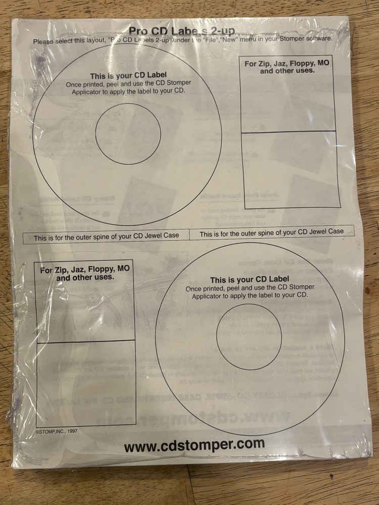 CD Stomper Pro CD/DVD Labeling System + Various CD/DVD/Floppy Labels Please Read