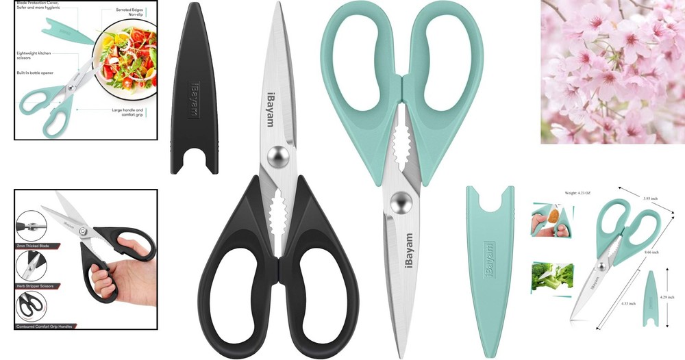 Versatile Stainless Steel Kitchen Scissors - 2-Pack with Protective Sheaths