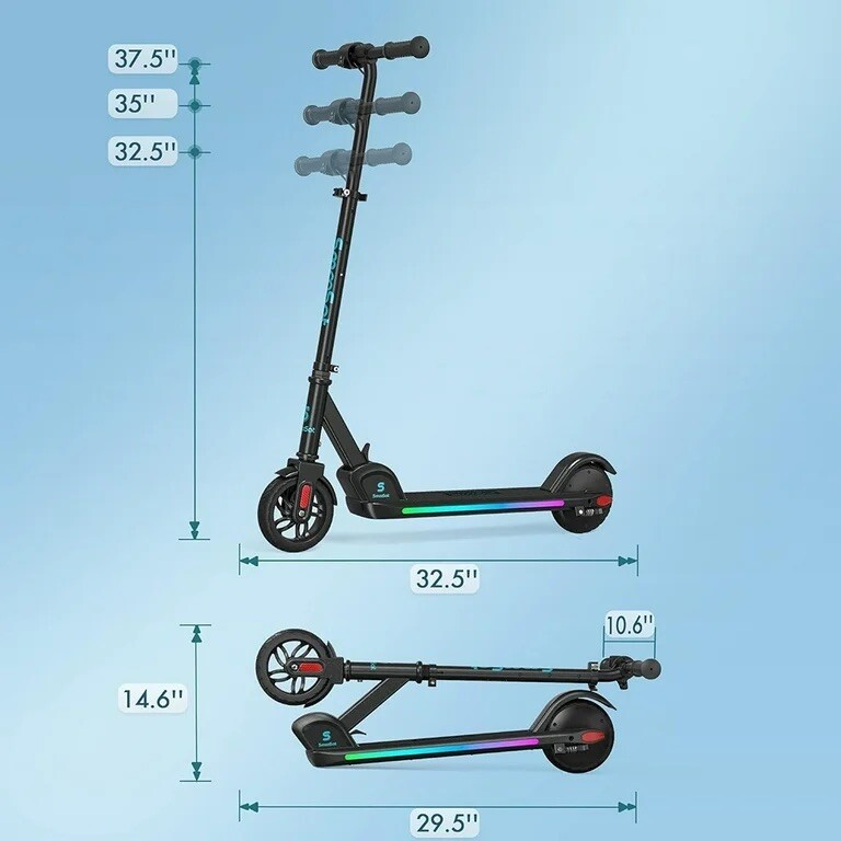 Electric Foldable Scooter, Led Customizable Lights, Adjustable Height And Speed