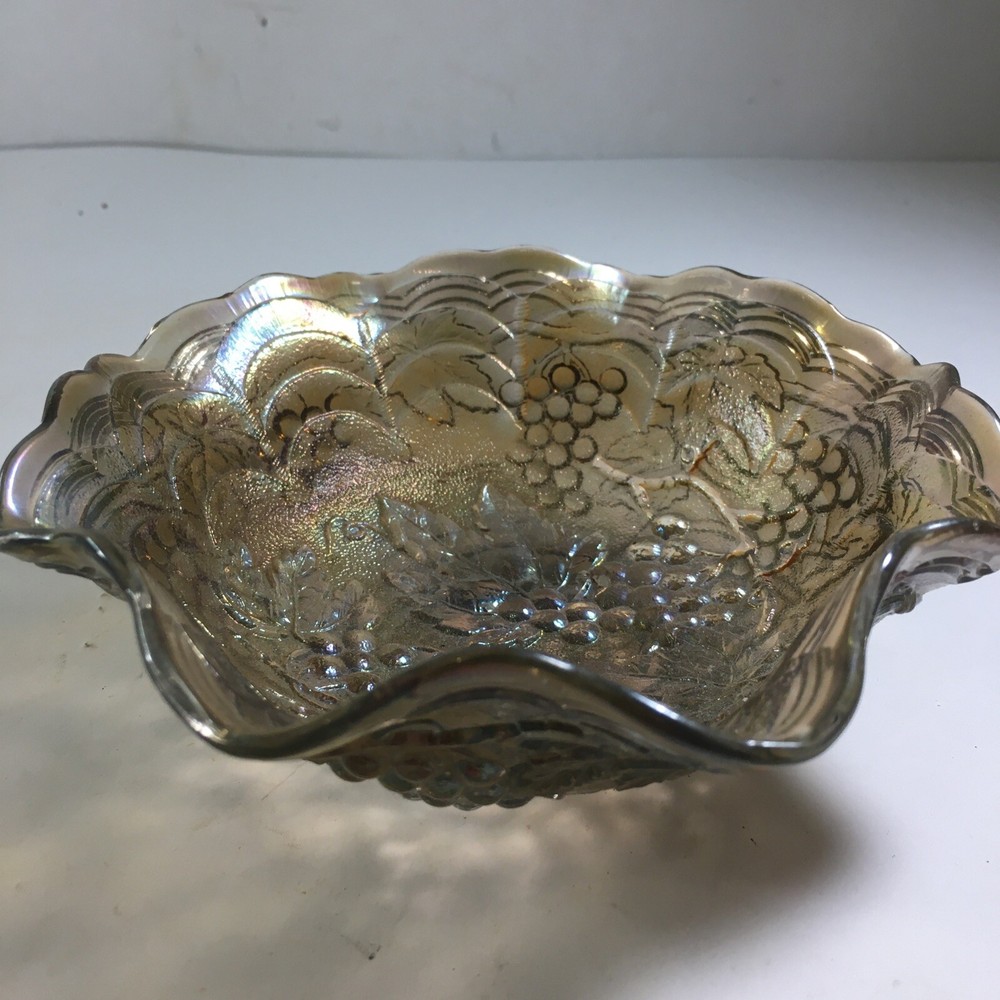Ruffle Carnival Glass Candy Dish 5.5”