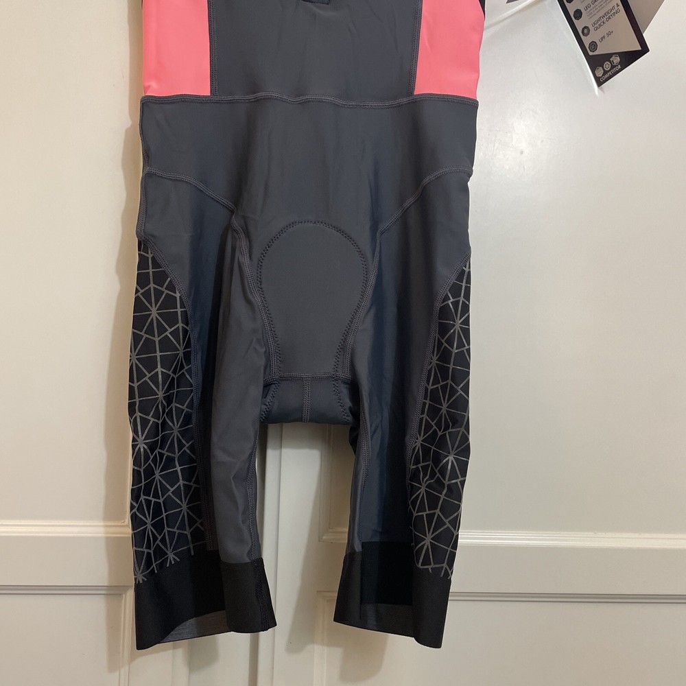 TYR WOMENS GREY/CORAL COMP COMPRESSION SPEEDSUIT SIZE S