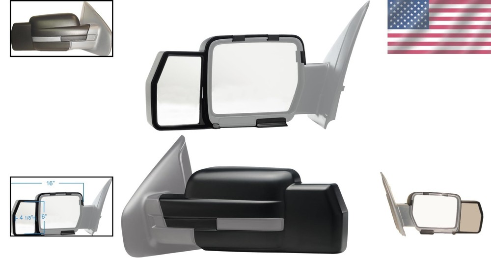 K SOURCE F-150 Towing Mirror Set | Custom Fit | Easy Snap-On | Foldable | Lef...