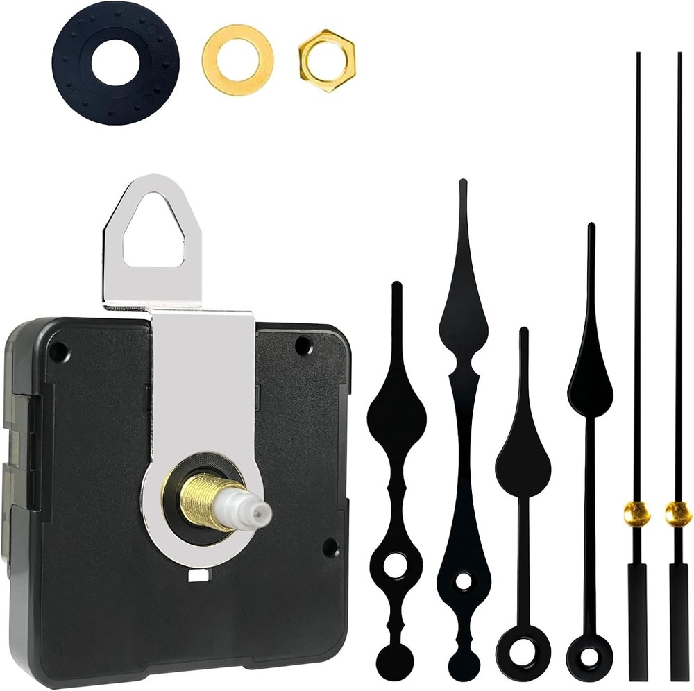 Clock Mechanism Replacement,Quartz Battery thread length 3/8 inch, Black