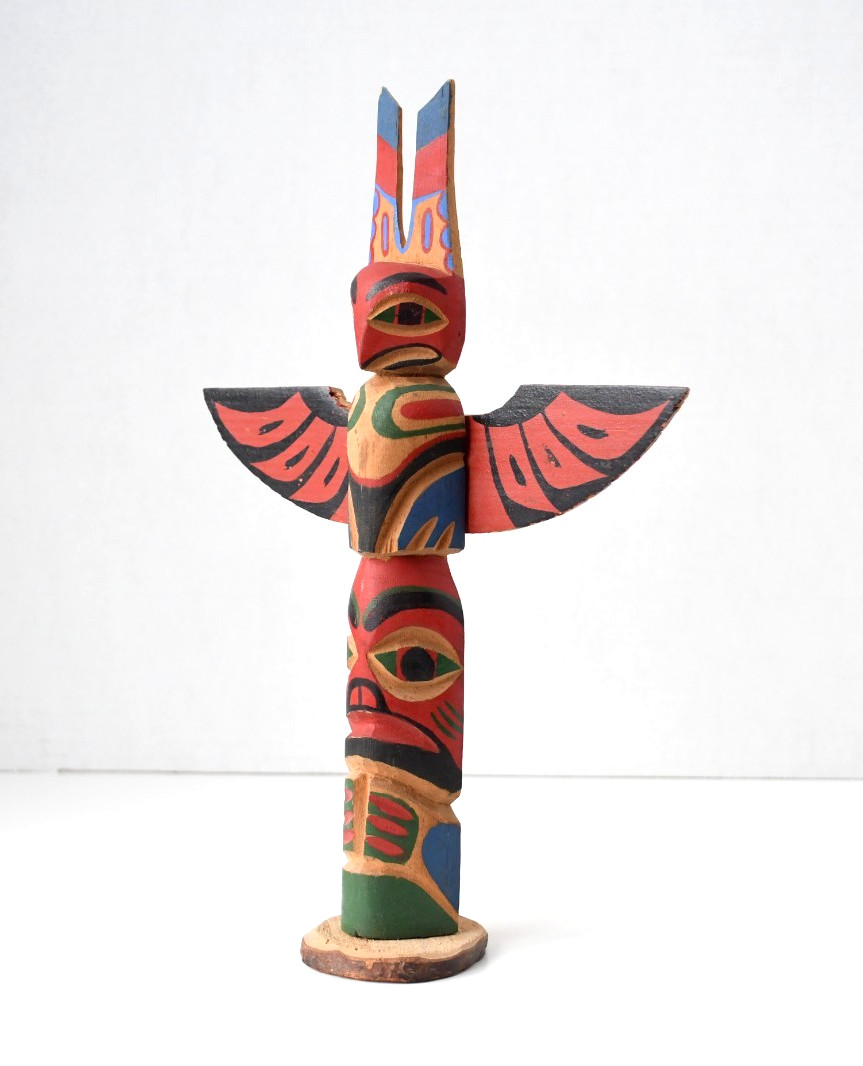 Vintage PWC Cedar Totem Pole Thunderbird Human 1960's 8x5