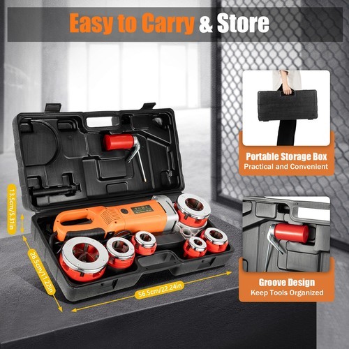 Handheld Electric Pipe Threader Threading Machine W/6 Pipe Cutter 1/2" - 2" New!