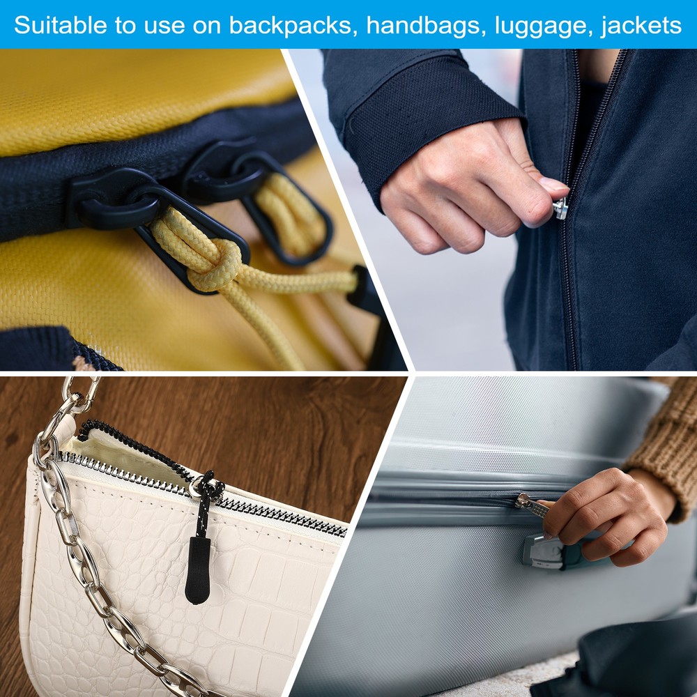 Zipper Pulls Replacement 30pc Extension Cord Handle Fix Tag Extender Black White