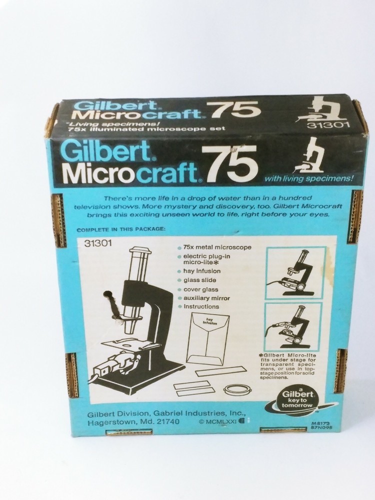 Vintage Gilbert Microcraft 75 Microscope In Original Box.
