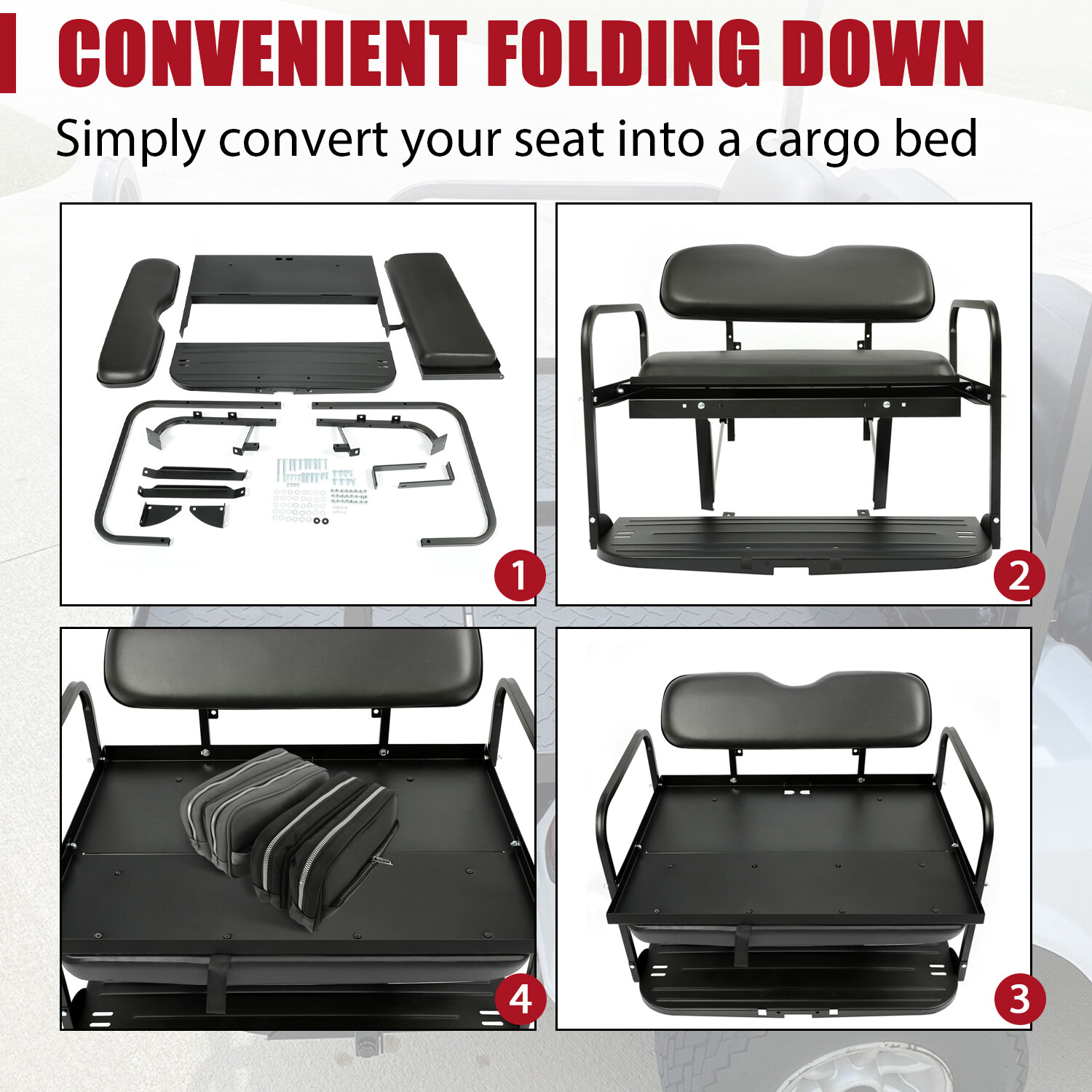 Golf Cart Flip Folding Rear Back Seat Kit For Yamaha Drive G29 2007-2016