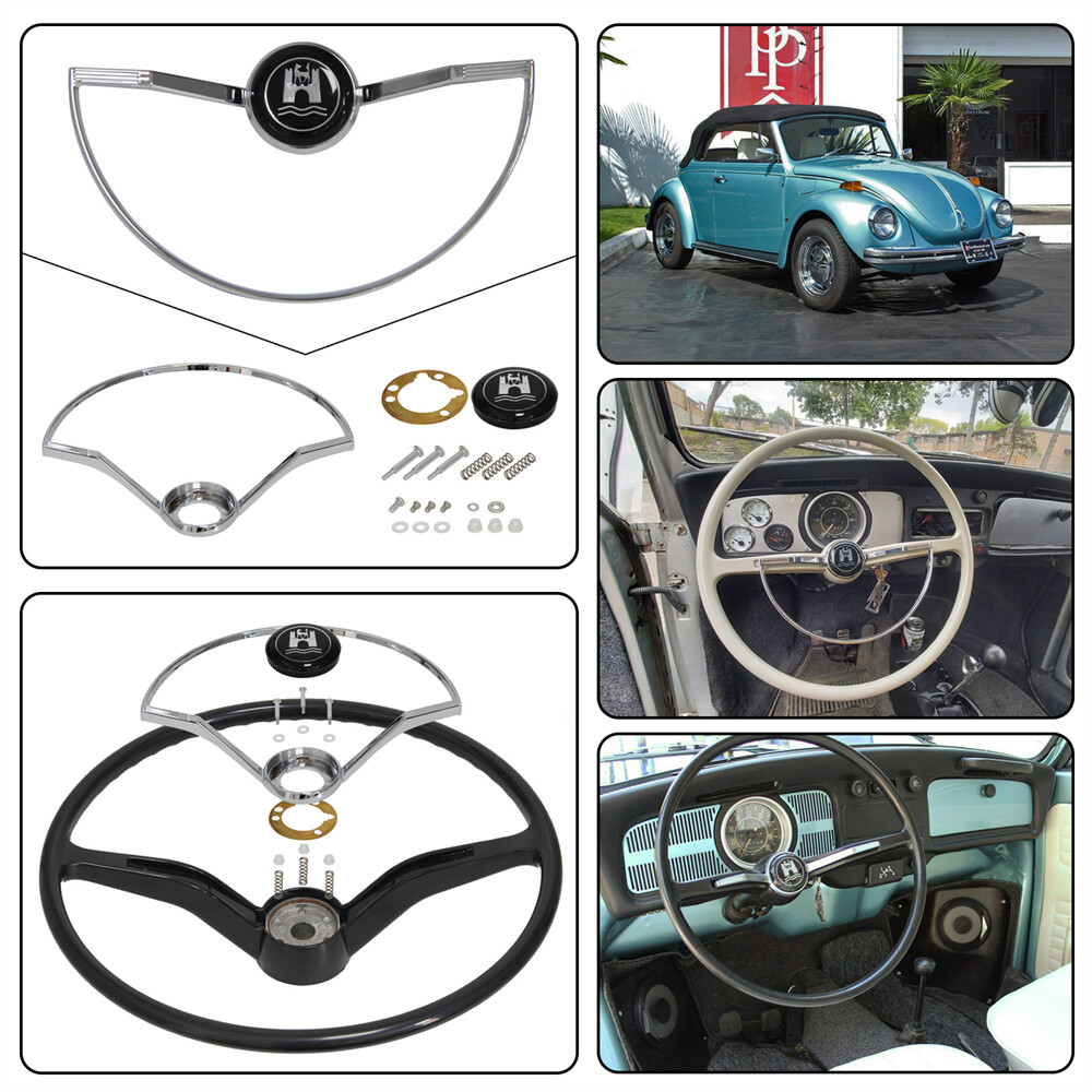 Black Steering Wheel with Horn Button Ring For 1962-1971 Volkswagen Models