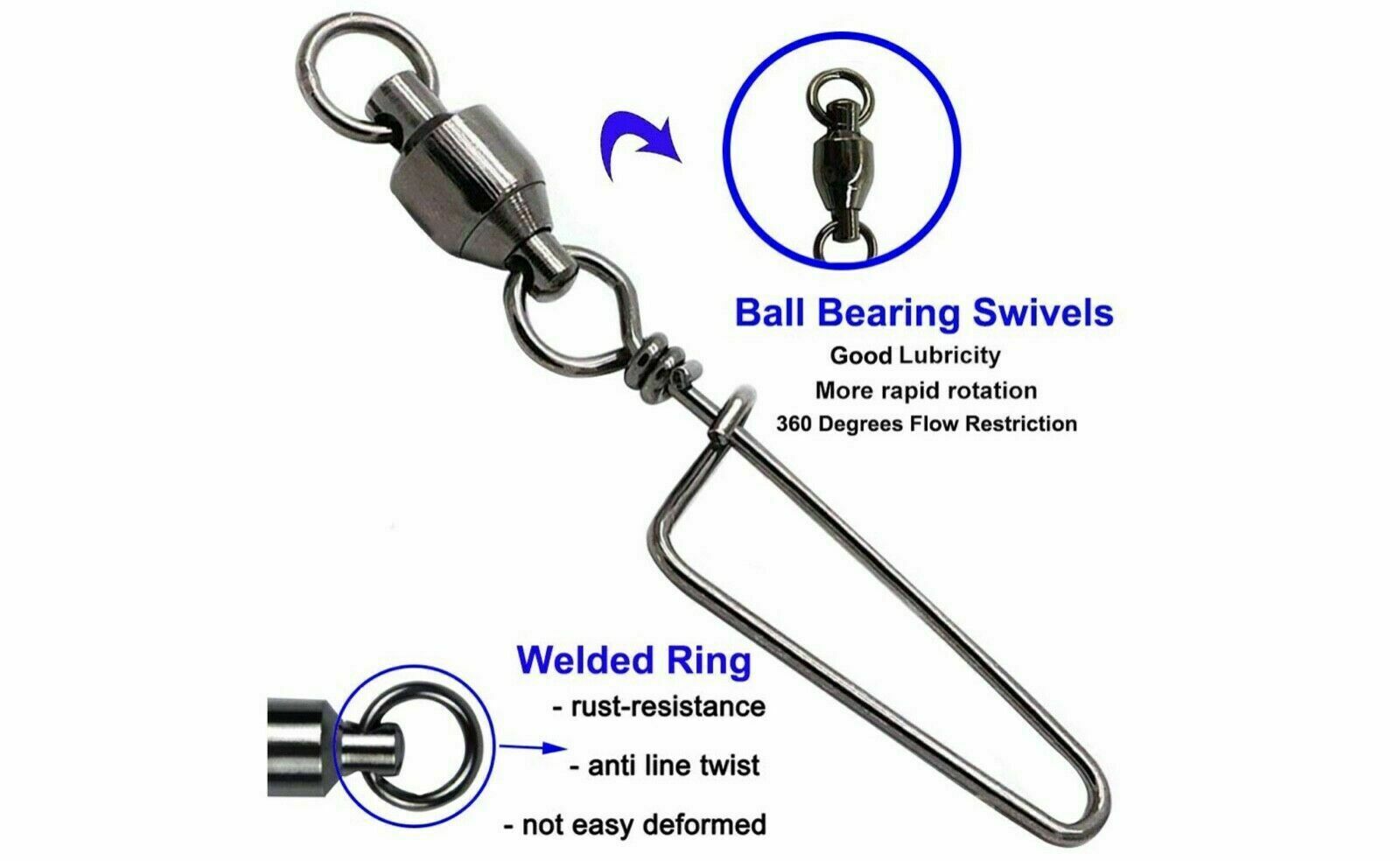 Fishing Line Swivels (20 Piece/Pack)