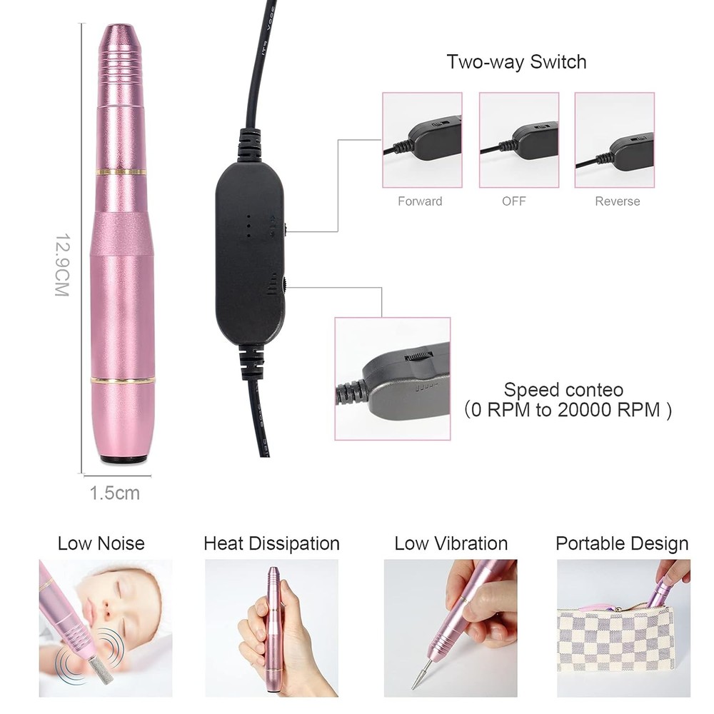 Portable Electric Nail Drill, Compact Electrical Professional Nail File Kit