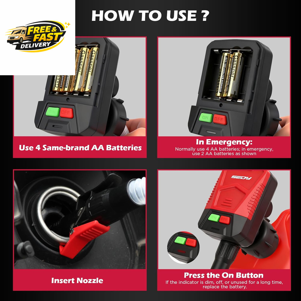 Automatic Fuel Transfer Pump with Auto-Stop Sensor(3.2 GPM), Battery Operated