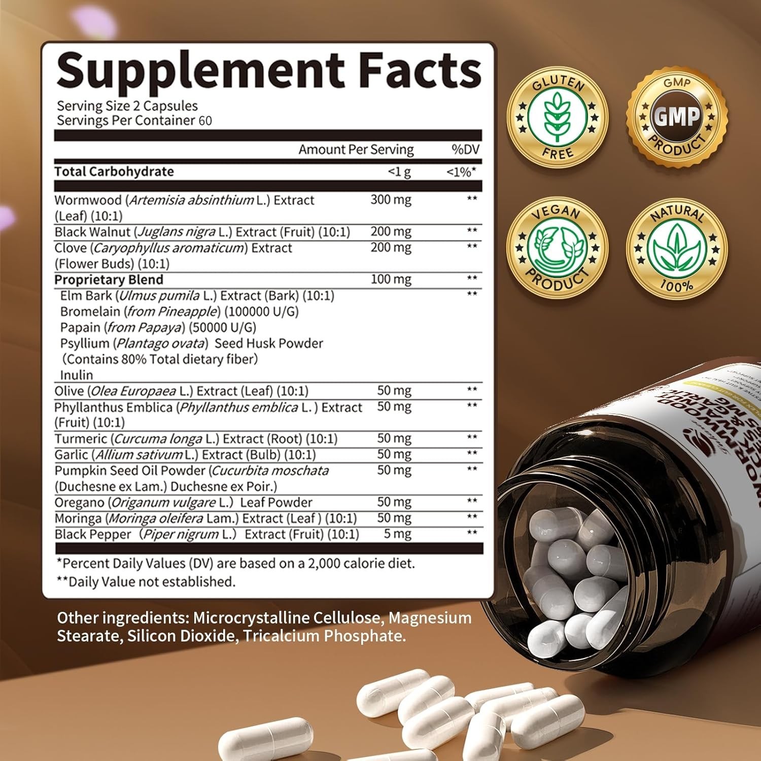 16-in-1 Wormwood Black Walnut Capsules, Rapid Gut Cleanse & Digestive Health